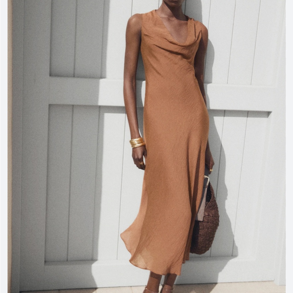 Mango burnt orange/ brown maxi dress